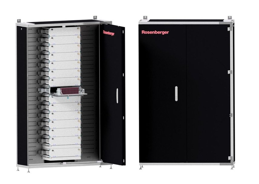 Neues platzsparendes Rack mit Antistress-Kabelführung von Rosenberger OSI